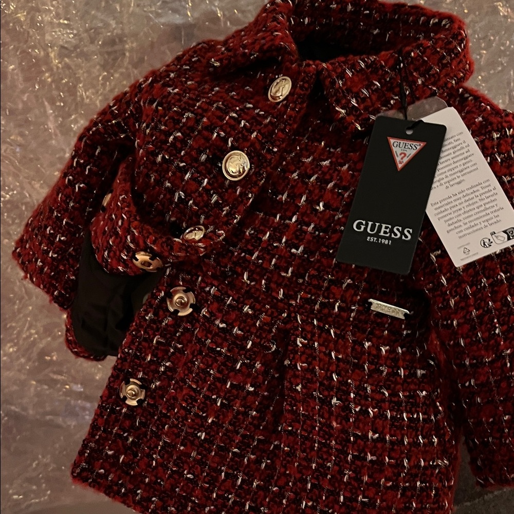 Guess Red Pea Coat for Kids - Picture 7 of 12